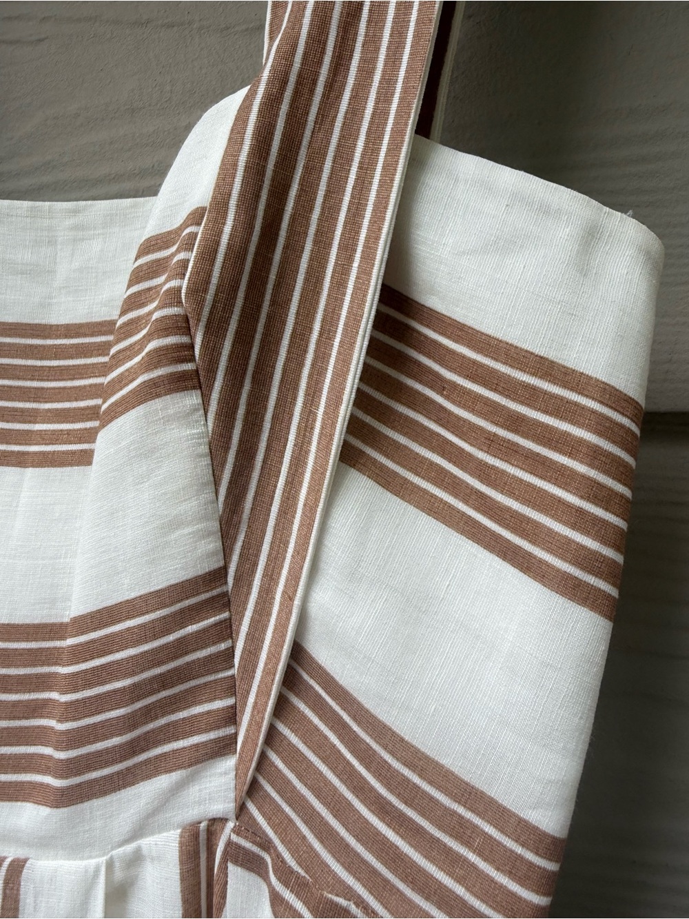 ANTONIO MELANI Cream and Tan Striped Maxi Sundress - Picture 5 of 14